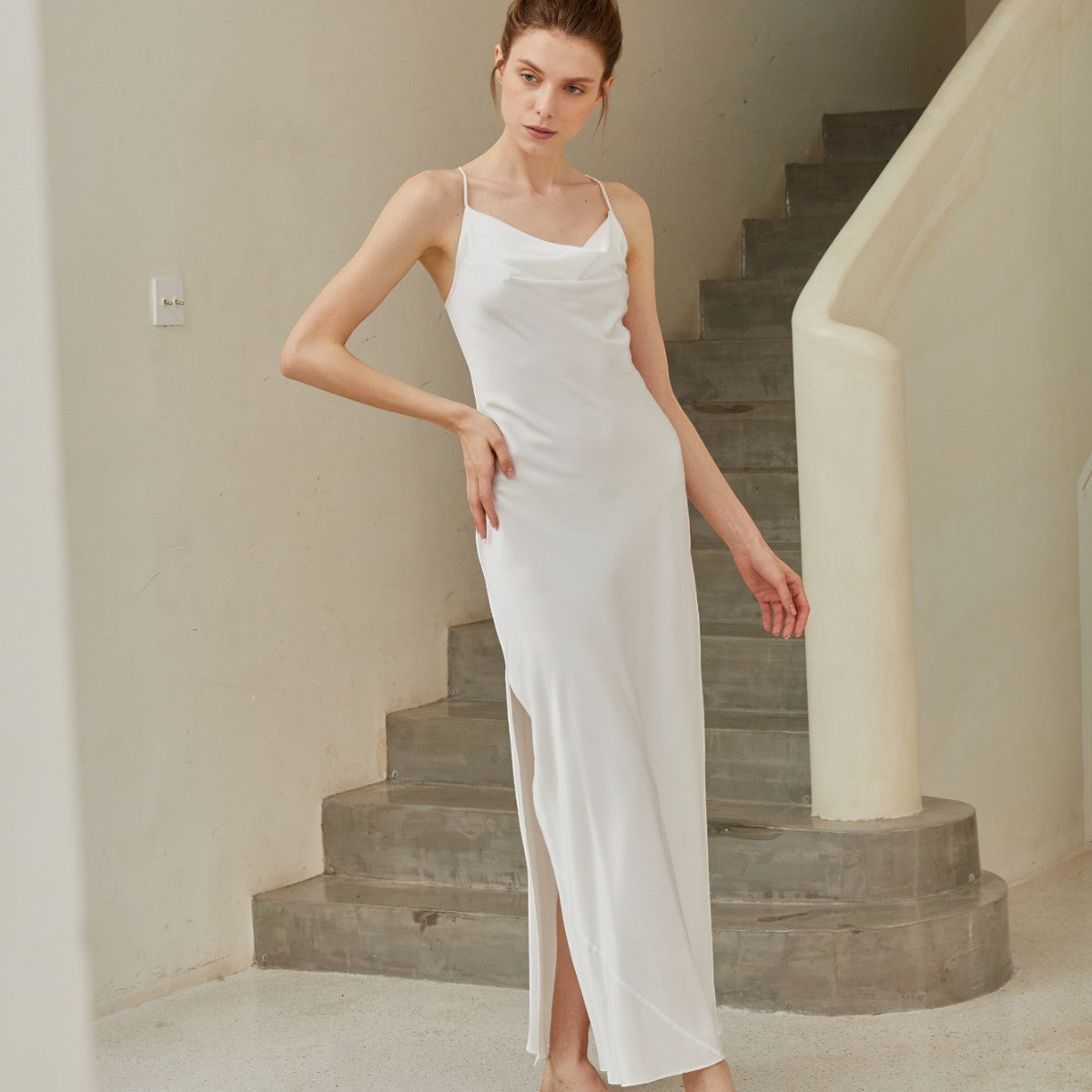 silk chemise dress Jolie Short Silk Chemise LARGE / SILKWHITE