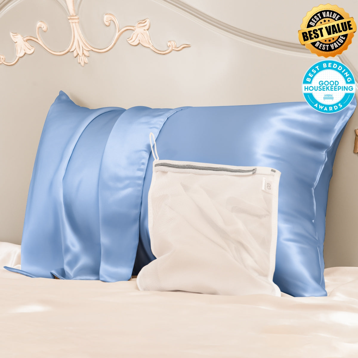 Best Value 23mm Mulberry Silk Pillowcase With Zipper With Laundry Bag