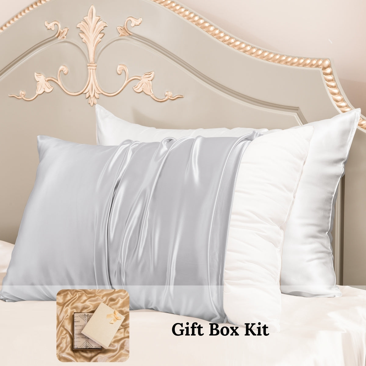 23mm 6A+ 100% Mulberry Silk Pillowcase 2 Pack Mixed Colors-New Year Gift Kit