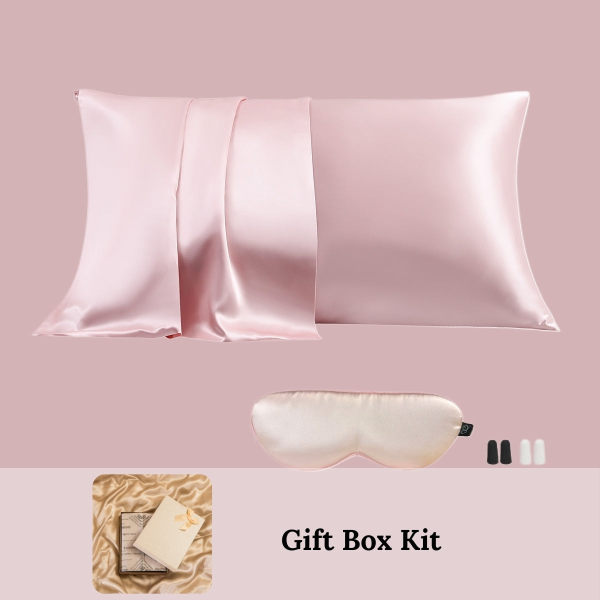 23mm 6A+Zipper Mulberry Silk Pillowcase With Eye Mask-Mother's Day Gift Kit