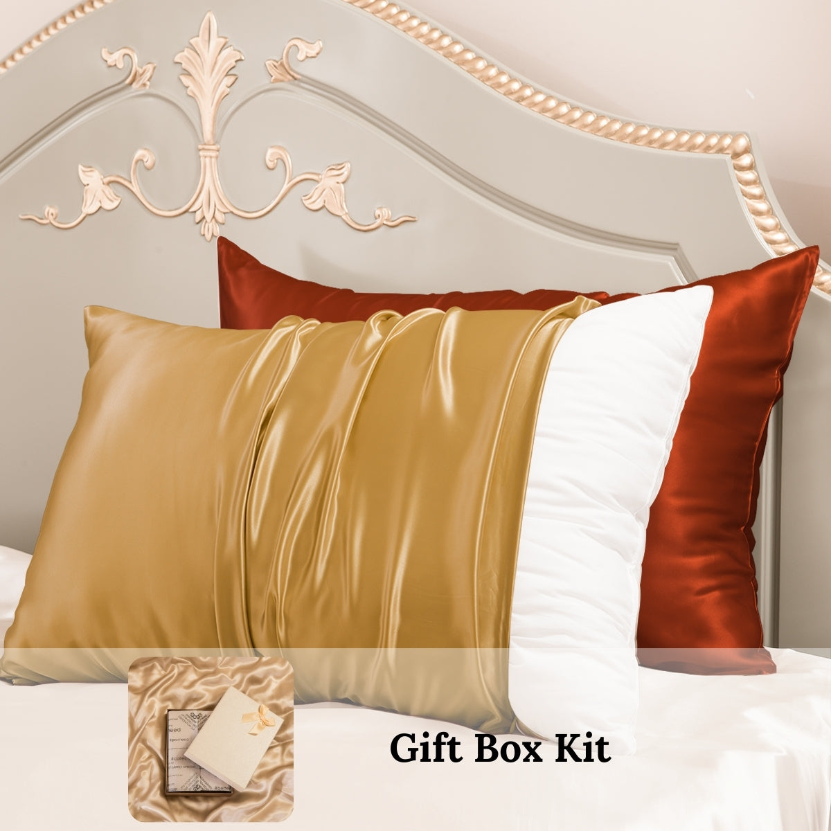 23mm 6A+ 100% Mulberry Silk Pillowcase 2 Pack Mixed Colors-New Year Gift Kit