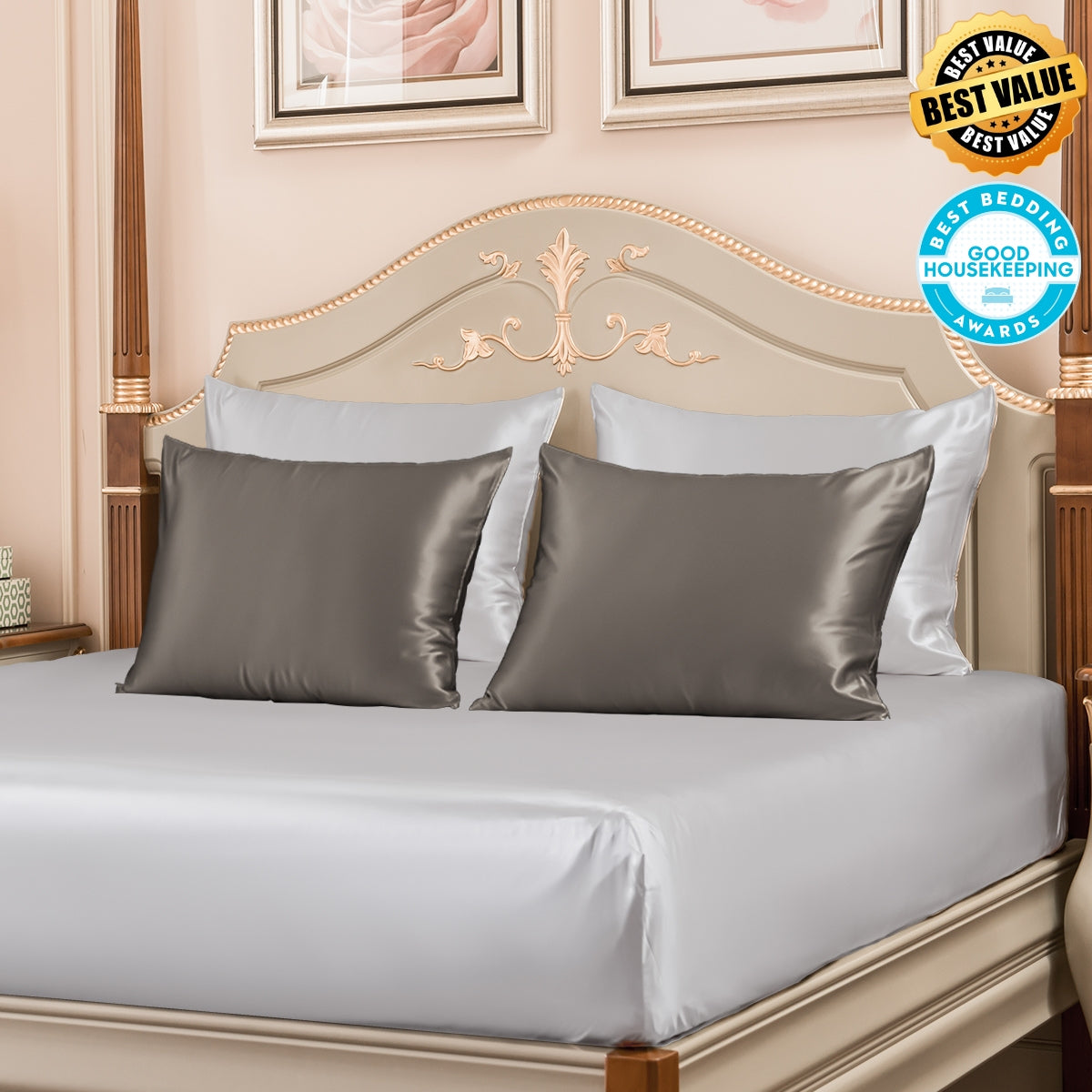 Best Value 23mm Mulberry Silk Pillowcases 4 Pack Mixed Colors