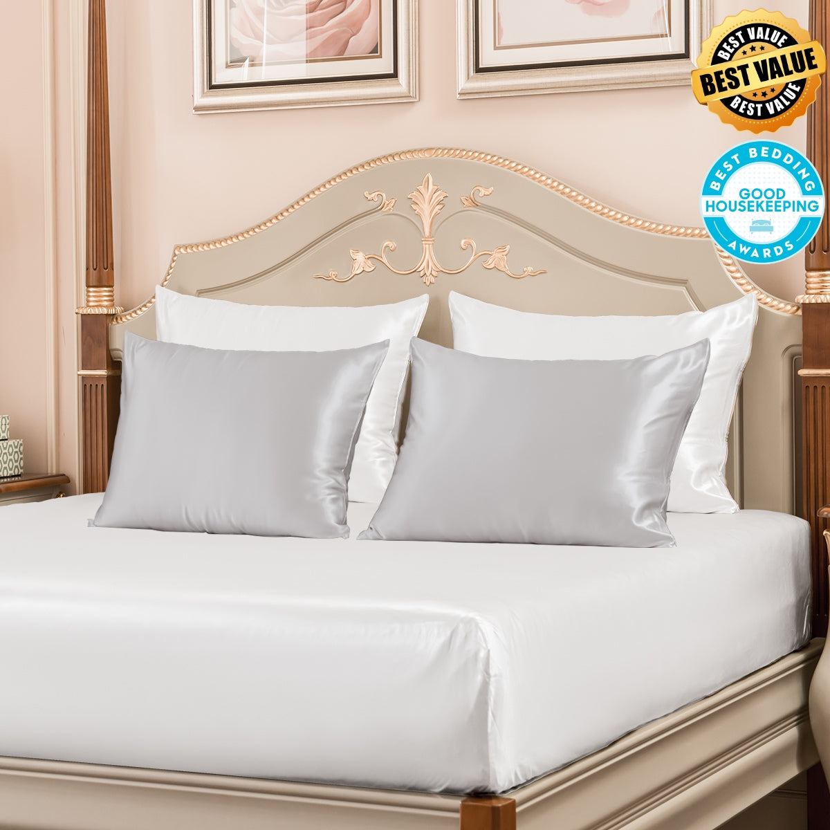 Best Value 23mm Mulberry Silk Pillowcases 4 Pack Mixed Colors