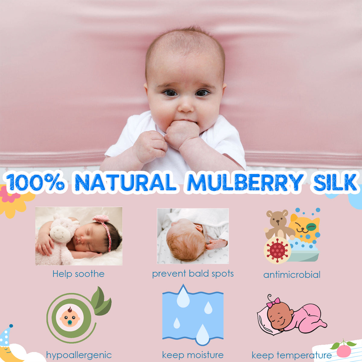 23mm 100% Mulberry Silk Baby Crib Sleeve for Cradles