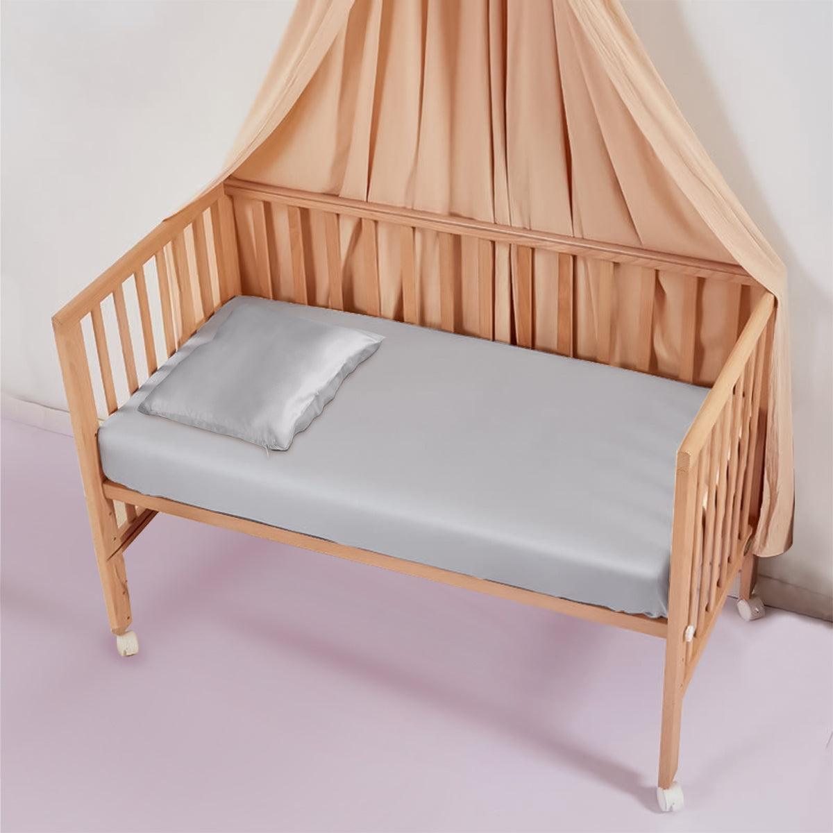 23mm 6A+ Silk Fitted Sheet Set 2pcs Crib | Toddler With Laundry Bag - promeedsilk