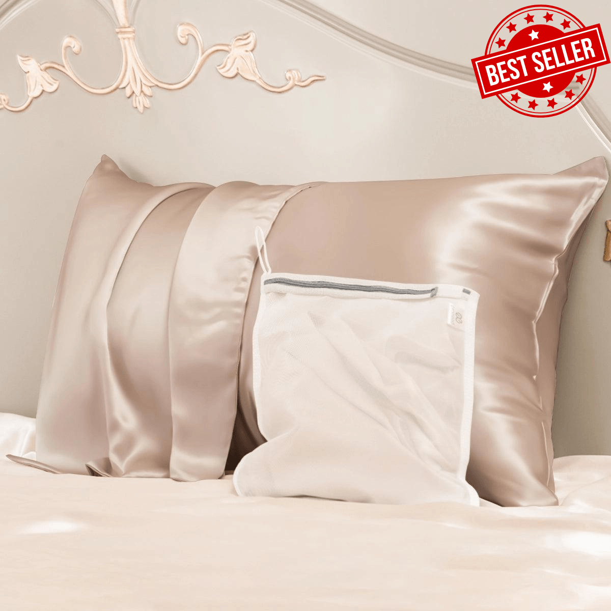 Champagne 23-momme mulberry silk zipper pillowcase