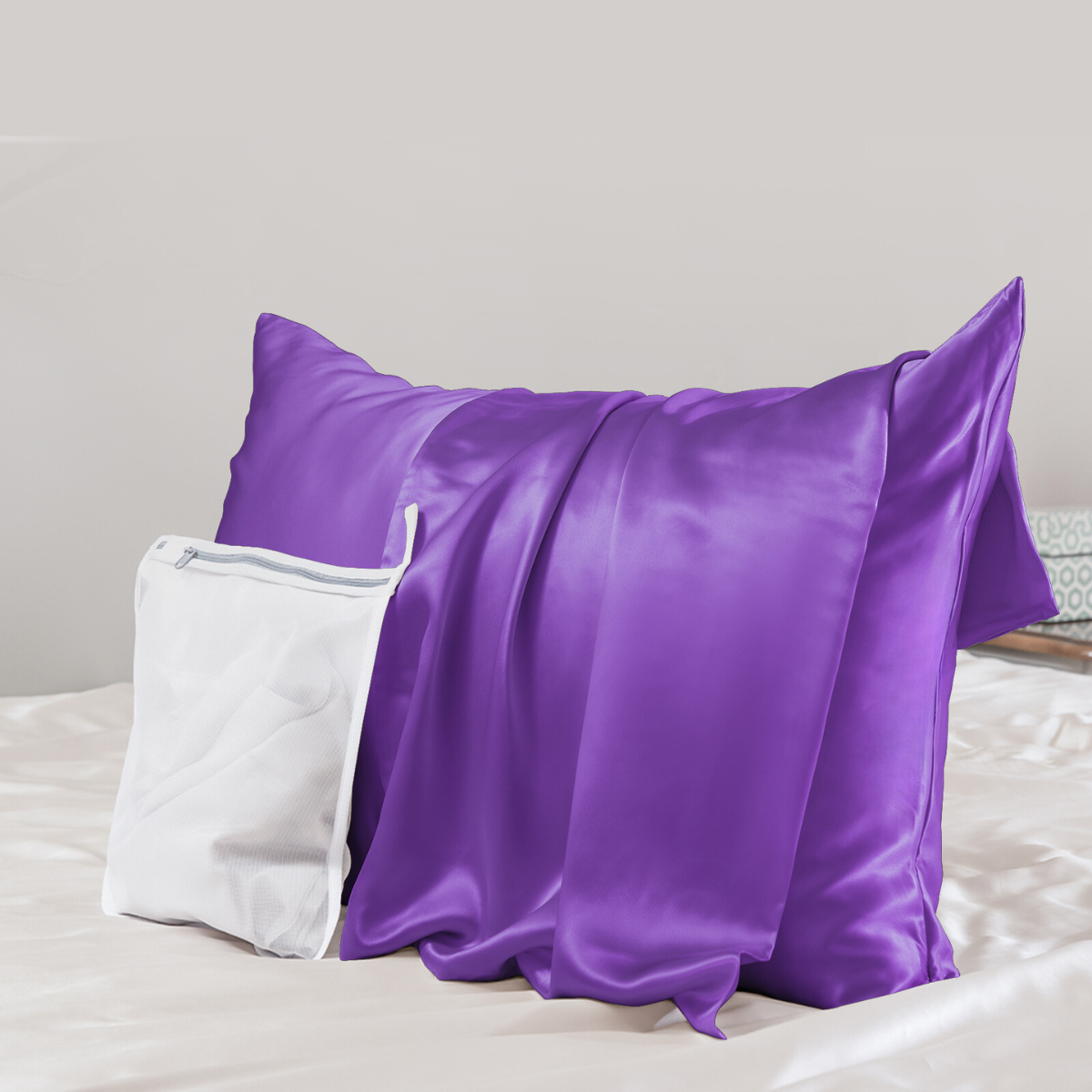 23mm 6A+ 100% Mulberry Silk Pillowcase With Zipper With Laundry Bag