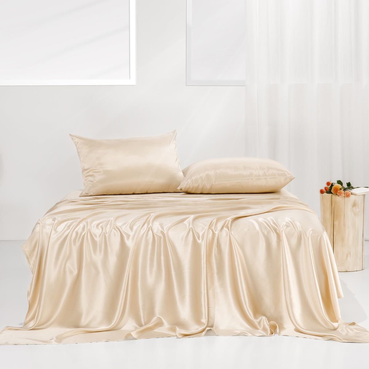 30Mm 6A+ 100% Mulberry Silk Fitted Sheets Set 3pcs
