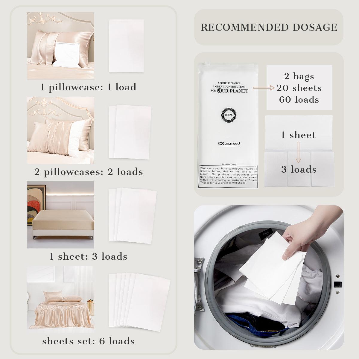 Silk Bedding Care-Silk Laundry Detergent Sheets 20 Pieces 60 Loads - promeedsilk