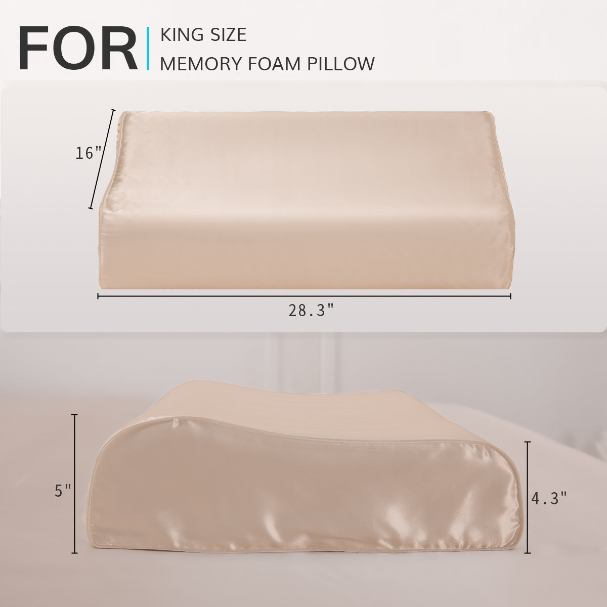 funda de almohada de seda con cremallera 6A+ de 23 mm para almohada cervical de espuma viscoelástica 