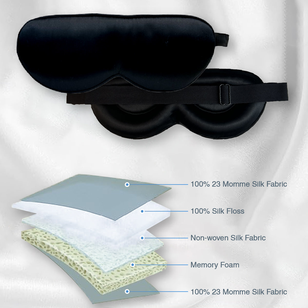 23MM Mulberry Silk 3D Eye Mask with Sleeping Earplugs - promeedsilk