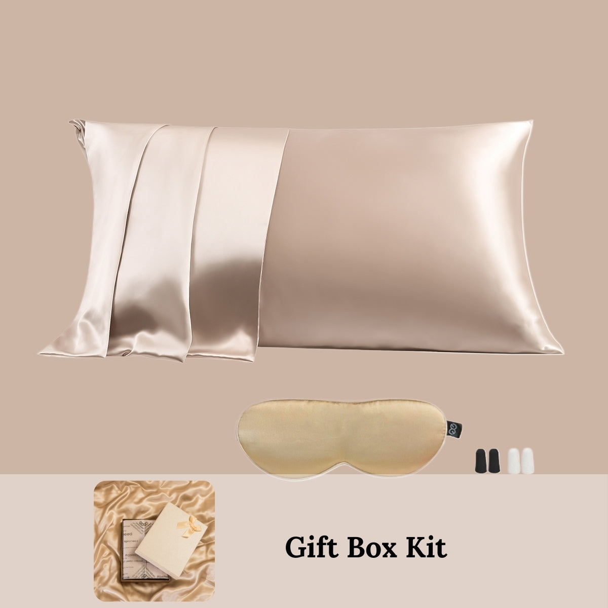 23mm 6A+Zipper Mulberry Silk Pillowcase With Eye Mask-Mother's Day Gift Kit