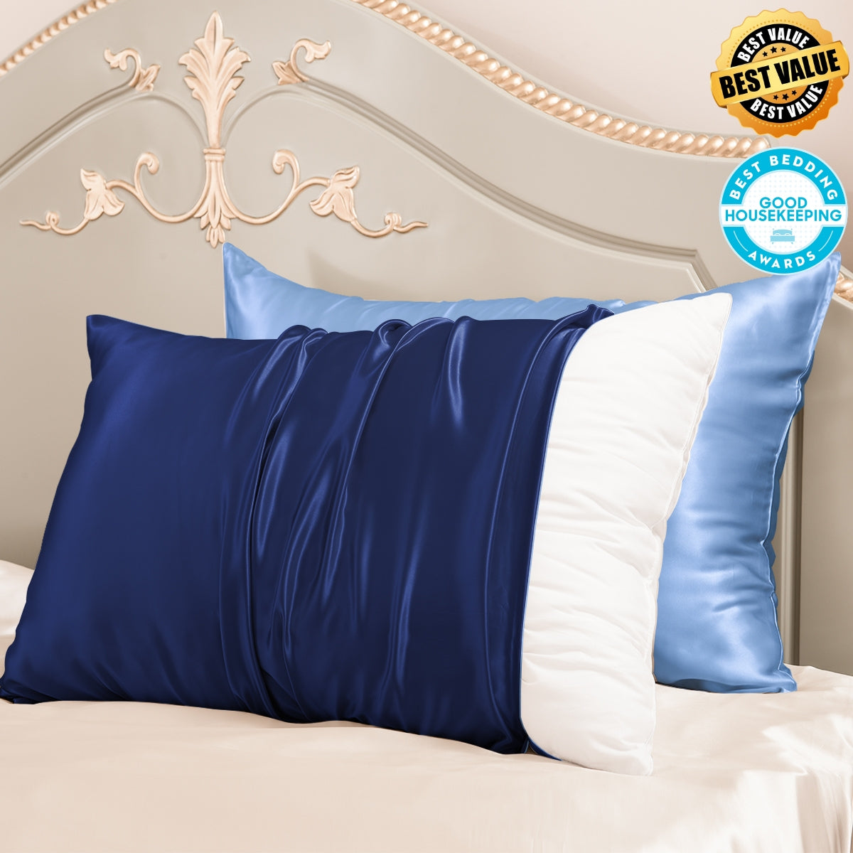 23Mm 6A+ Zipper Mulberry Silk Pillowcases 2 Pack Mixed Colors