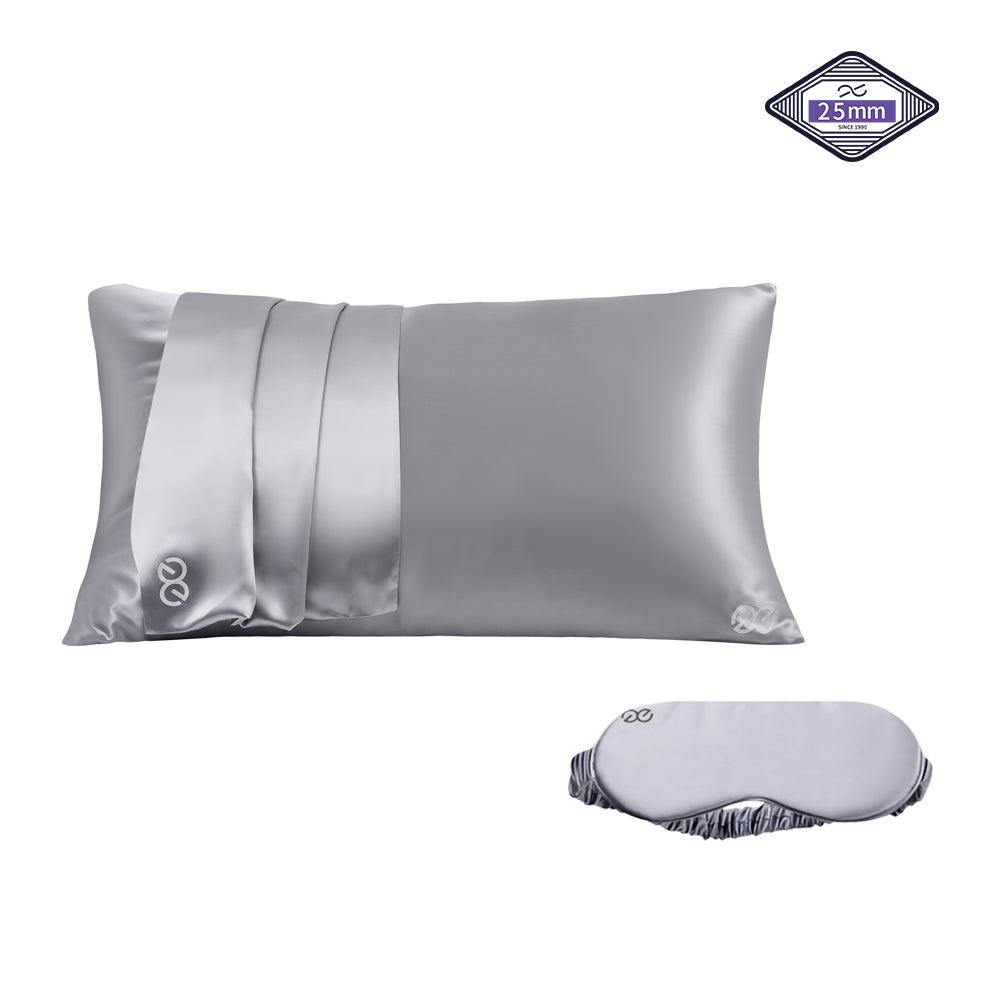 25mm 6A+Zipper Silk Pillowcase With Eye Mask With Gift Box - promeedsilk