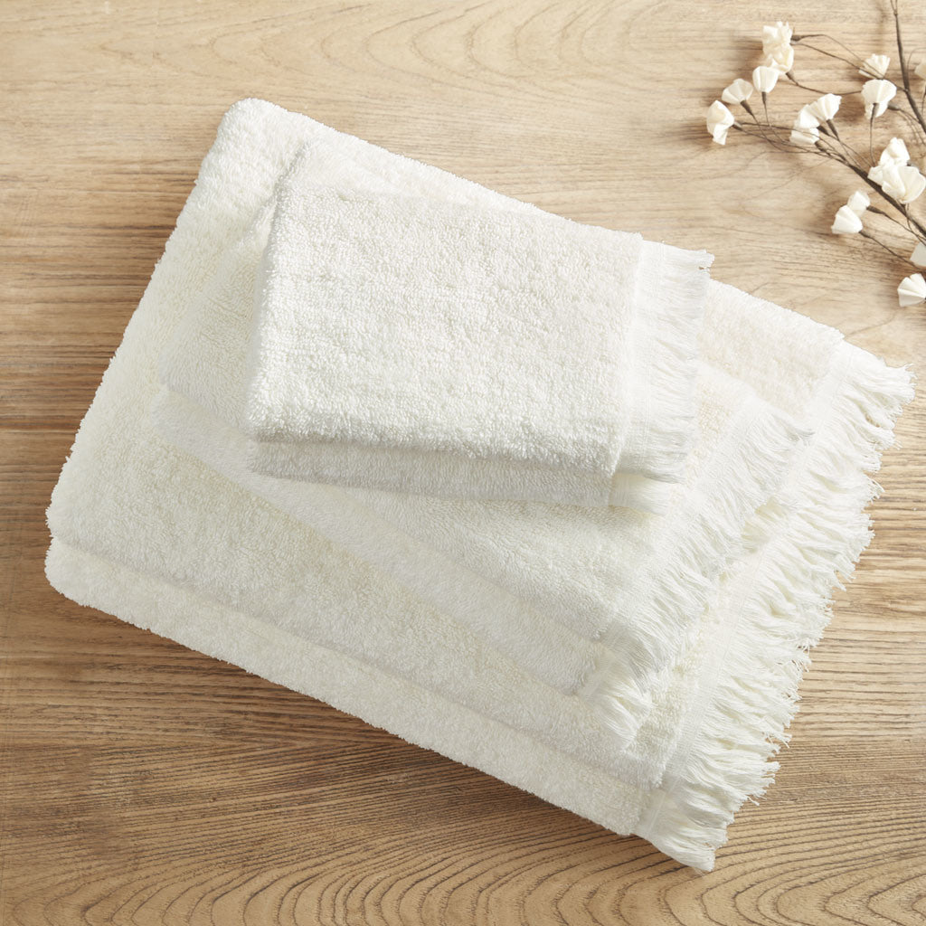 Ivory Cotton Dobby Slub Towel Set - 6 Pcs - promeedsilk