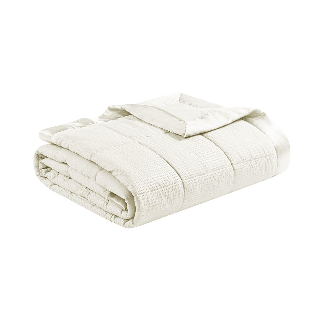 Oversized Down Alternative Blanket with Satin Trim- 90"Wx96"L