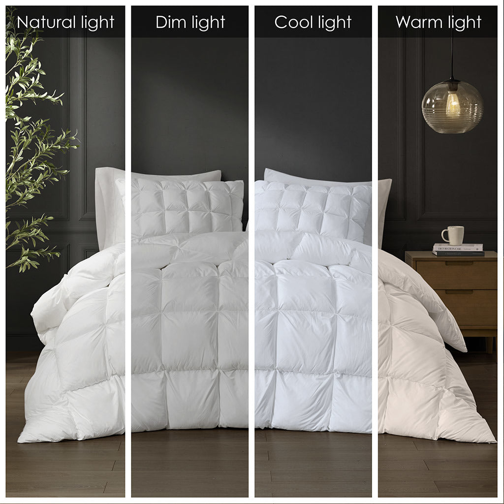 White Overfilled Down Alternative Comforter - 90"W x 90"L - promeedsilk