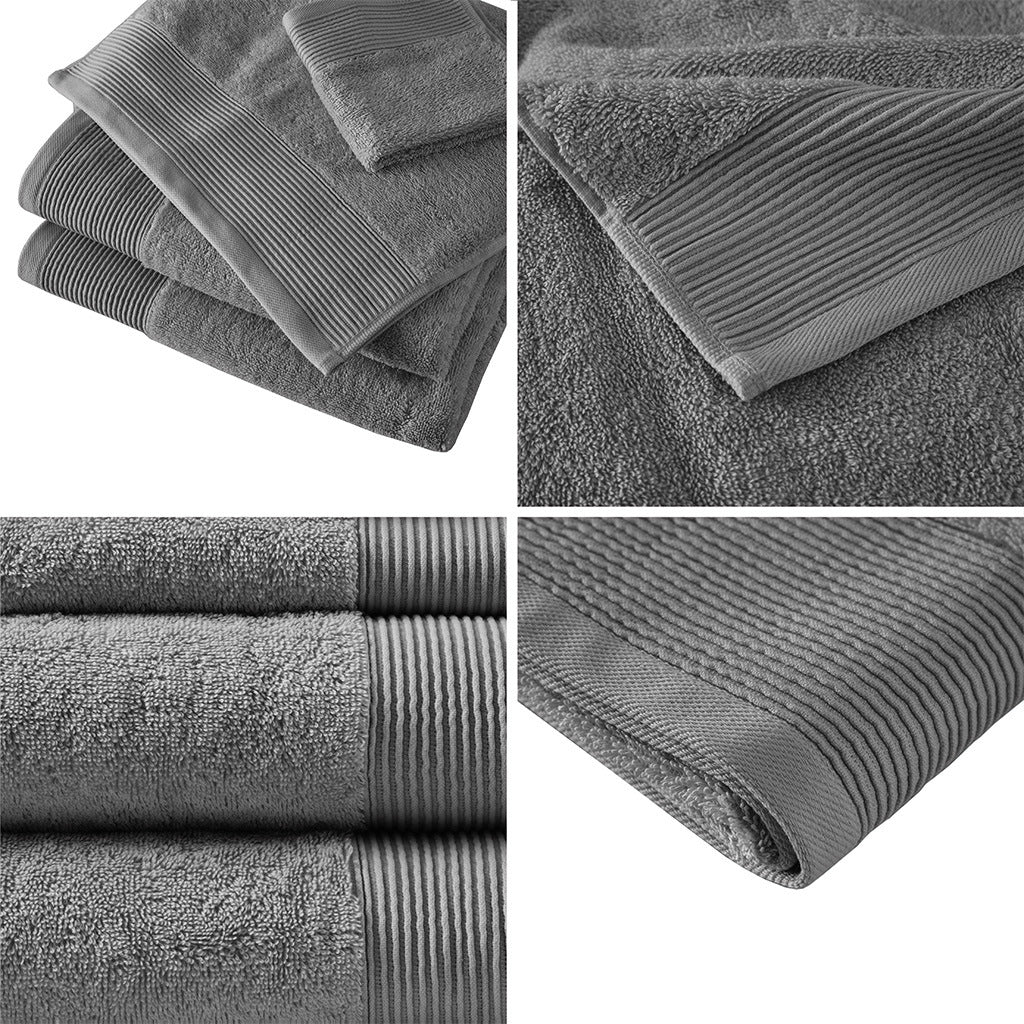 Charcoal Blend Antimicrobial Cotton Towel Set - 6 Pcs - promeedsilk