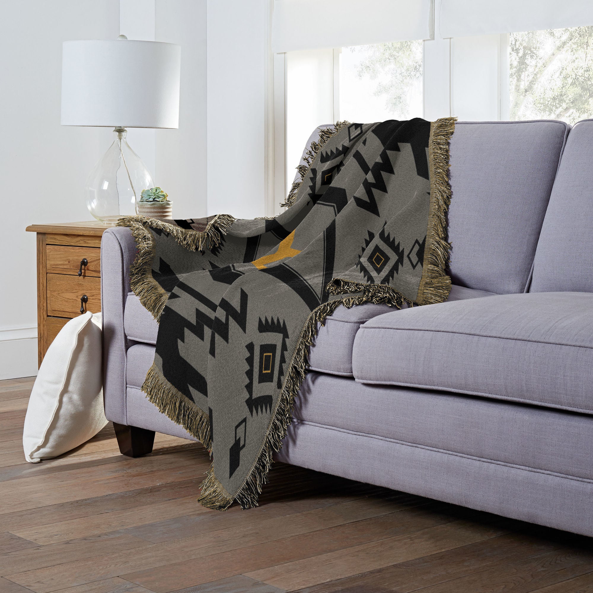 Yellowstone-Waffle Aztec Woven Jacquard Throw - 46"Wx60"L - promeedsilk