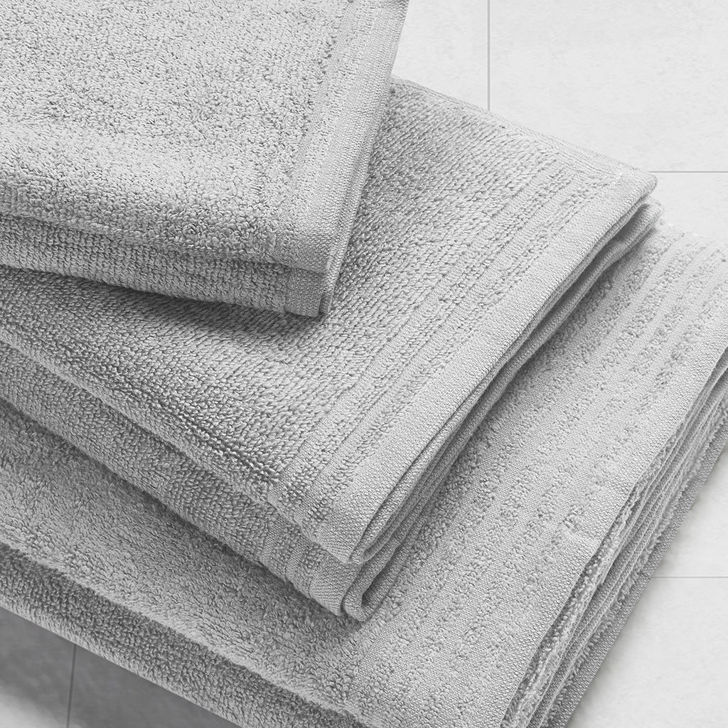 Silver 100% Cotton Quick Dry Bath Towel Set - 12 Pcs - promeedsilk