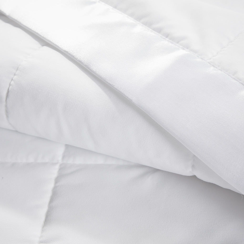 White Lightweight Down Alternative Blanket with Satin Trim - 108"W x 90"L