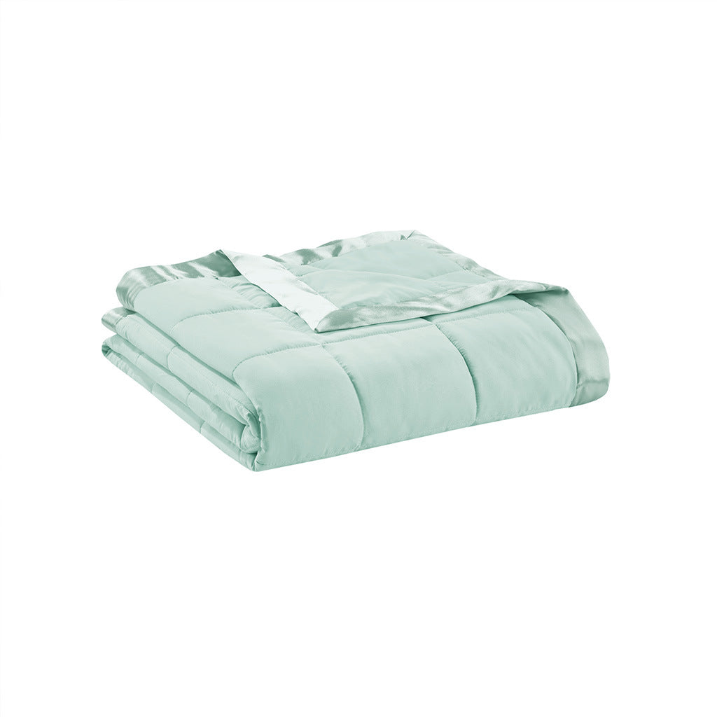 Seafoam Lightweight Down Alternative Blanket with Satin Trim - 108"W x 90"L - promeedsilk