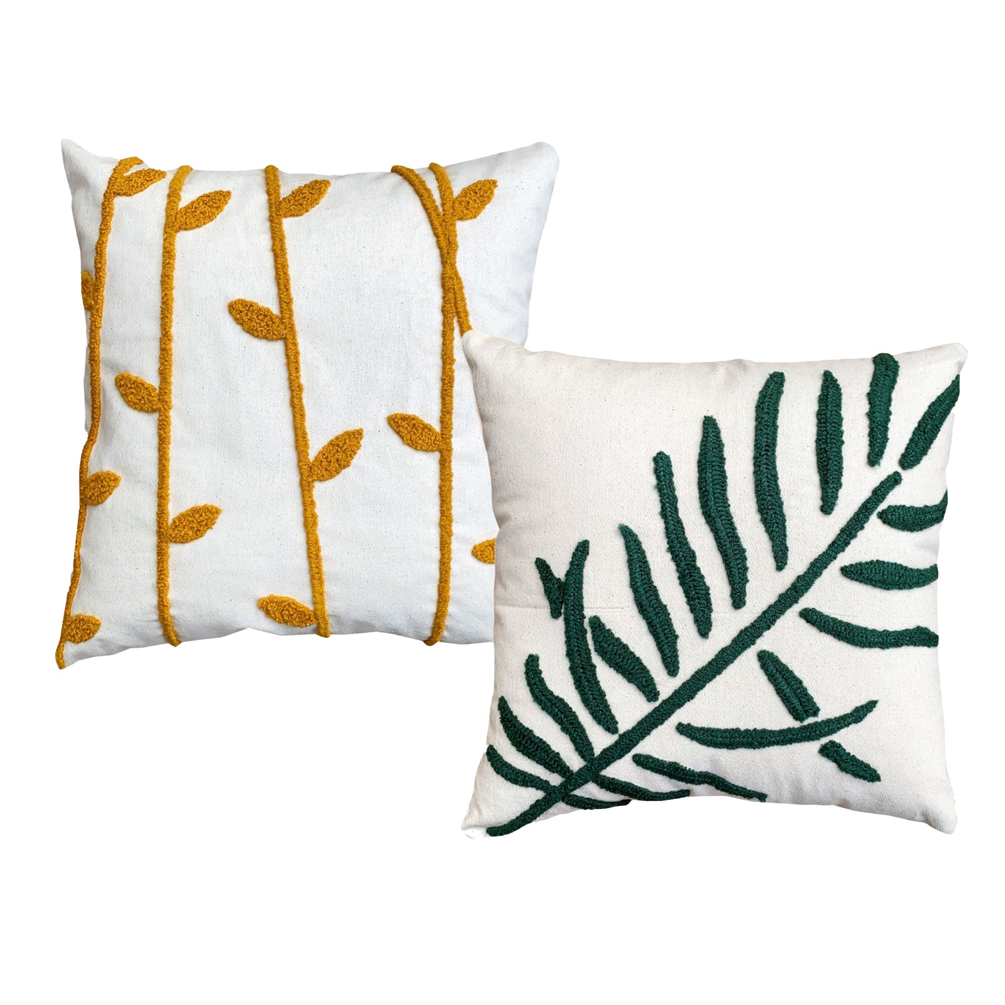 Leaf Embroidery Square Throw Pillow Set - 2PCS