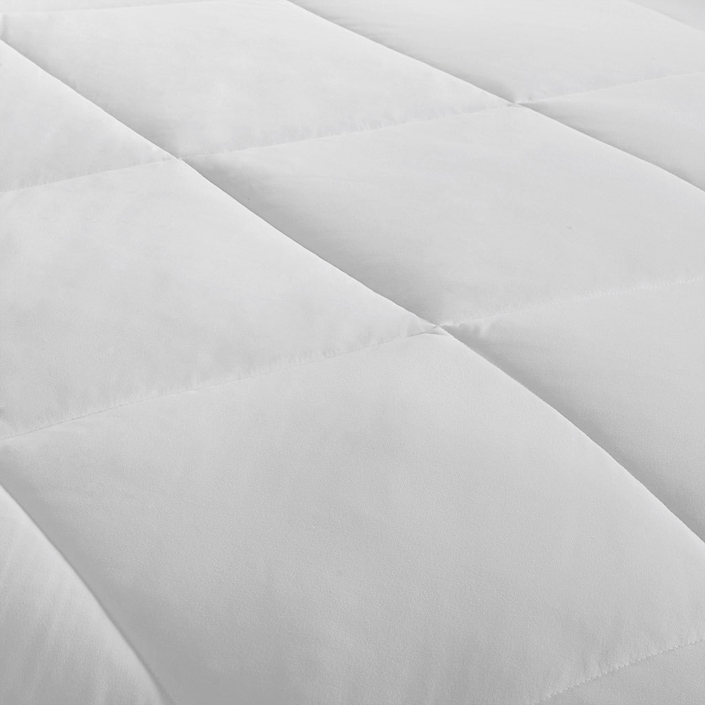 White Oversized Down Alt Comforter with Smart Temp Treatment - 90"W x 94"L - promeedsilk