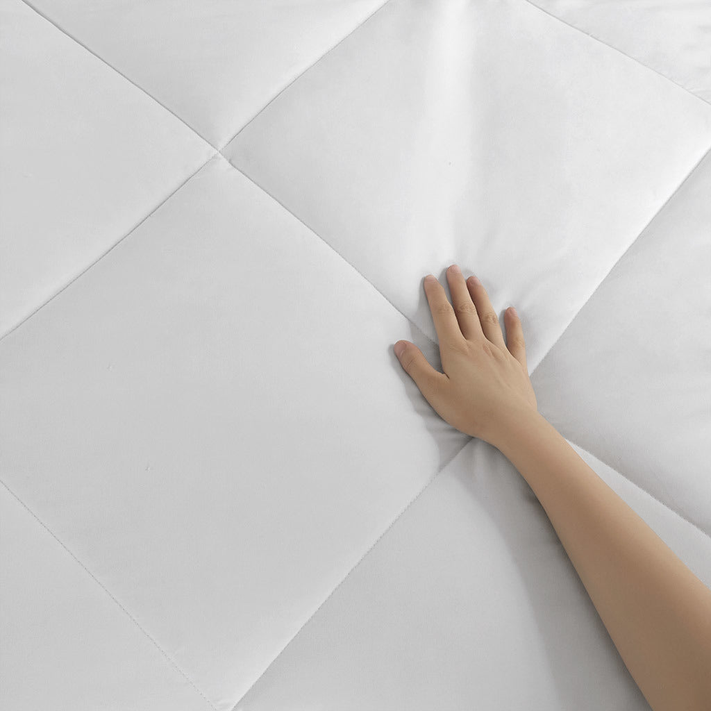 White Oversized Down Alt Comforter with Smart Temp Treatment - 90"W x 94"L - promeedsilk