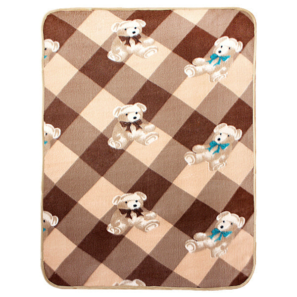Korean Coral Fleece Mini Baby Throw Blanket -Teddy Bear - Brown - 27.6"W x 38.6"L