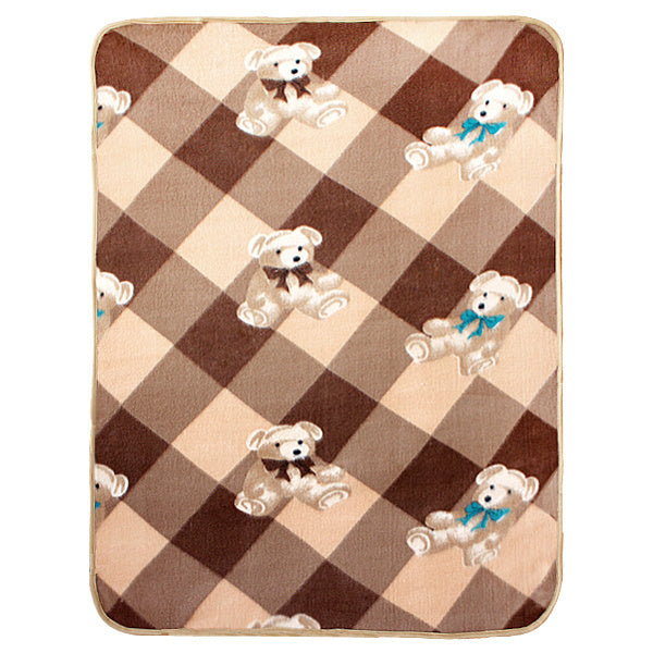 Korean Coral Fleece Mini Baby Throw Blanket -Teddy Bear - Brown - 27.6"W x 38.6"L - promeedsilk