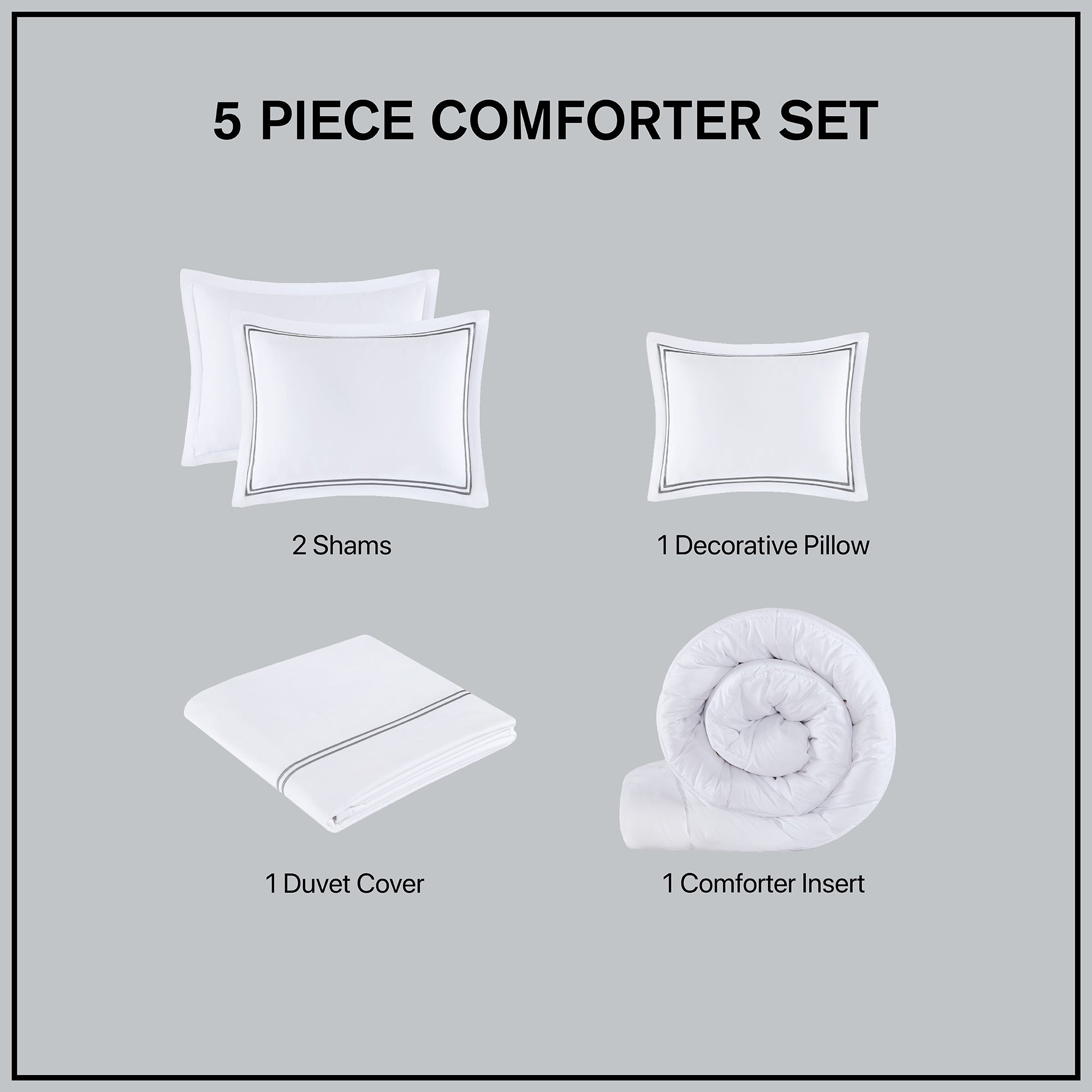 100% Cotton Sateen Embroidered Comforter Set - 5PCS