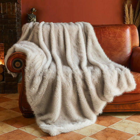 Plush Faux Fur White Throw Blanket