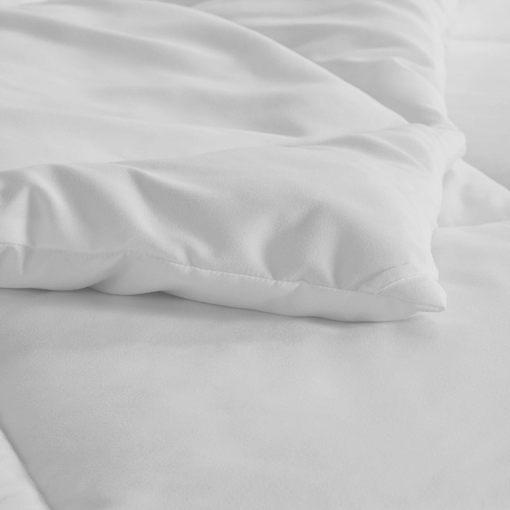 White Oversized Down Alt Comforter with Smart Temp Treatment - 90"W x 94"L - promeedsilk