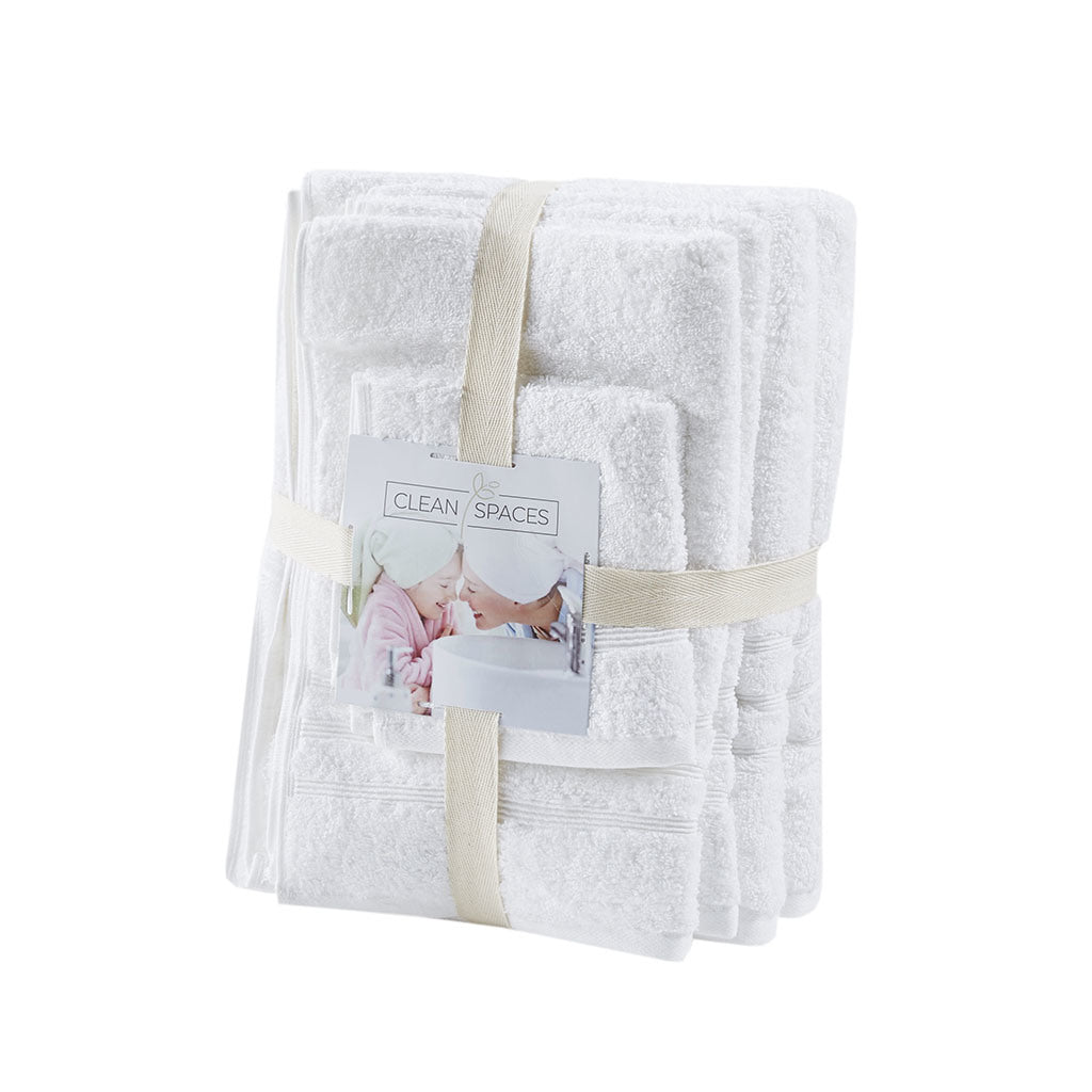 White Sustainable Antimicrobial Bath Towel Set - 6 Pcs