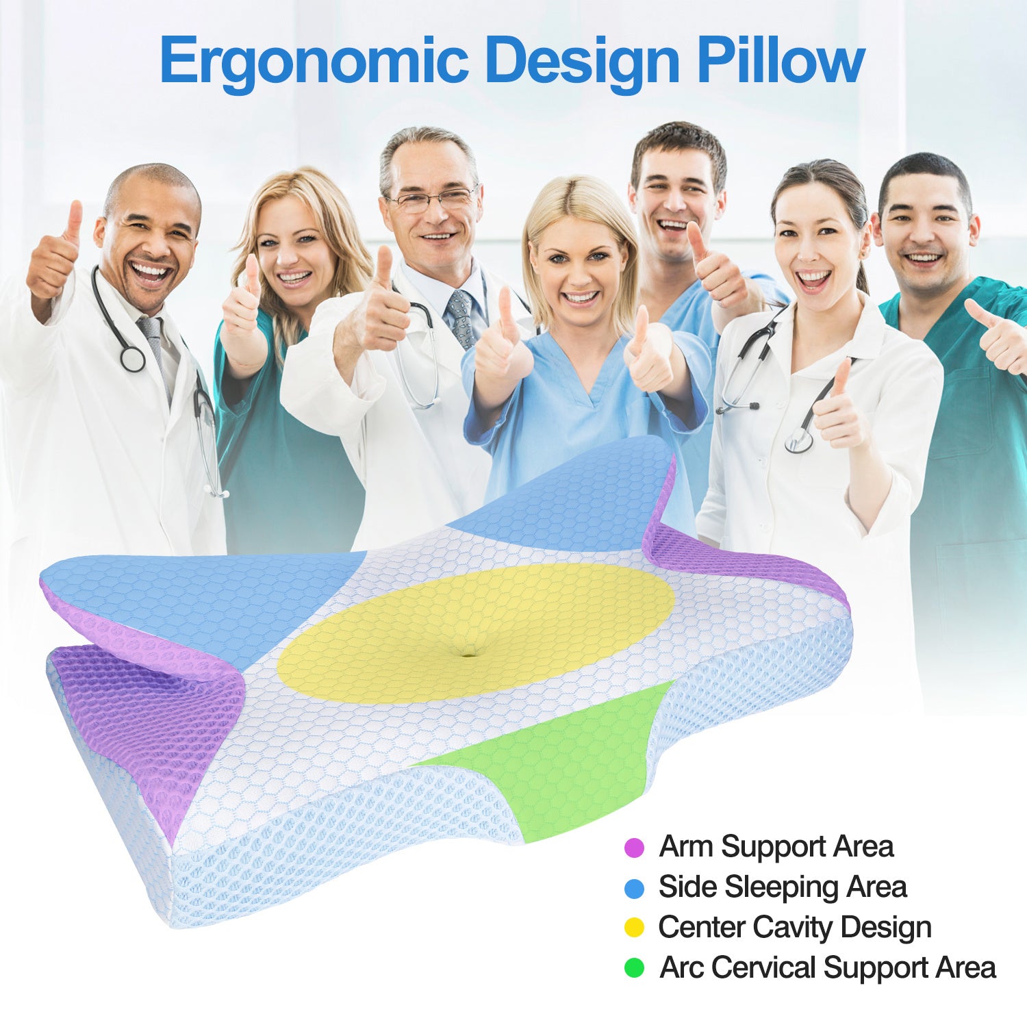 Memory Foam Pillow Neck Support Pillow for Pain Relief Sleeping Ergonomic Contour Orthopedic Support Side Back Stomach Sleeper
