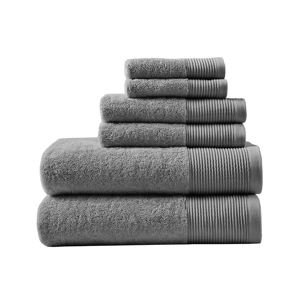 Charcoal Blend Antimicrobial Cotton Towel Set - 6 Pcs - promeedsilk