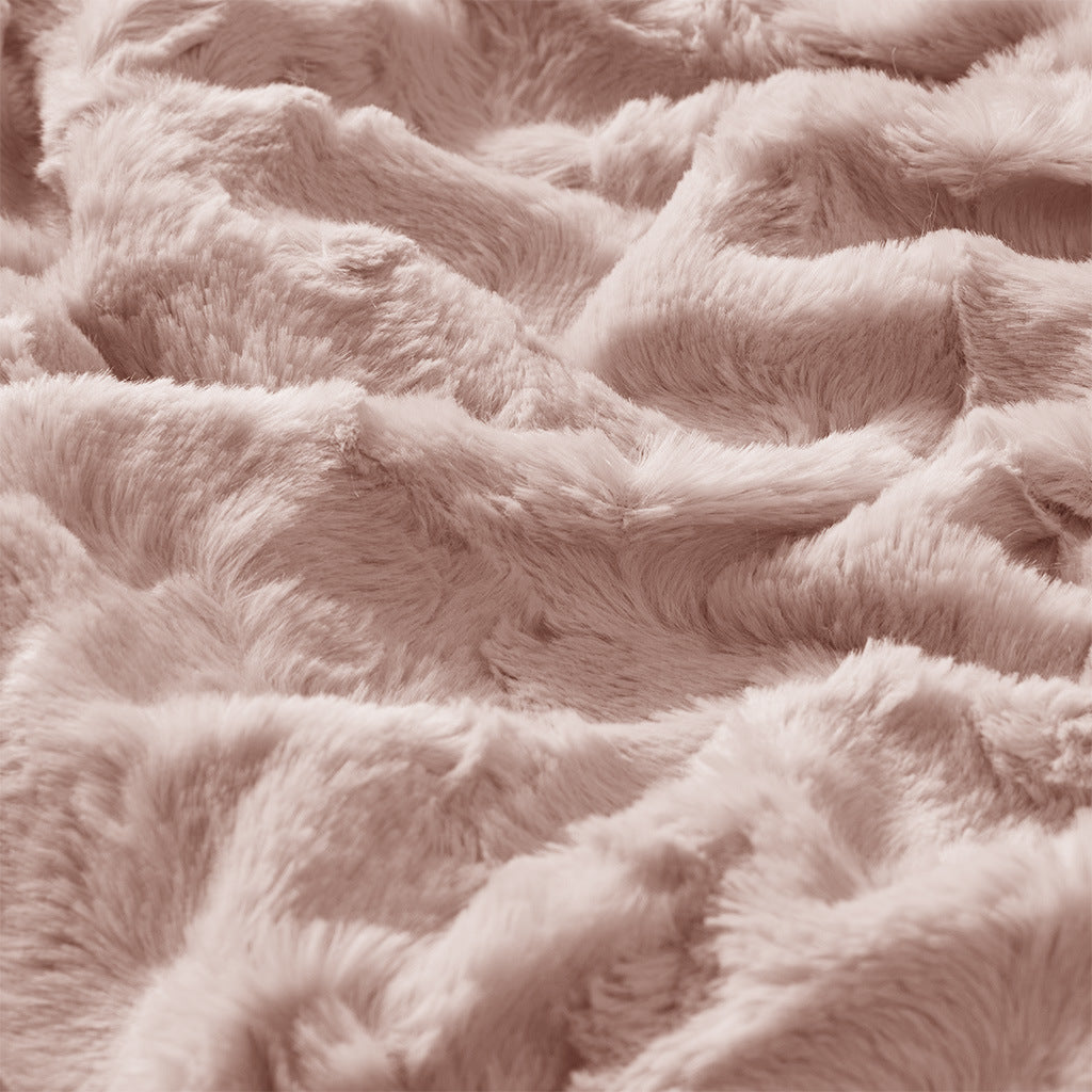 Blush Oversized Faux Fur Throw - 60"W x 70"L