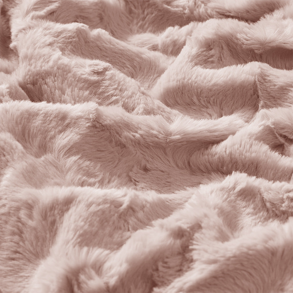 Blush Oversized Faux Fur Throw - 60"W x 70"L - promeedsilk