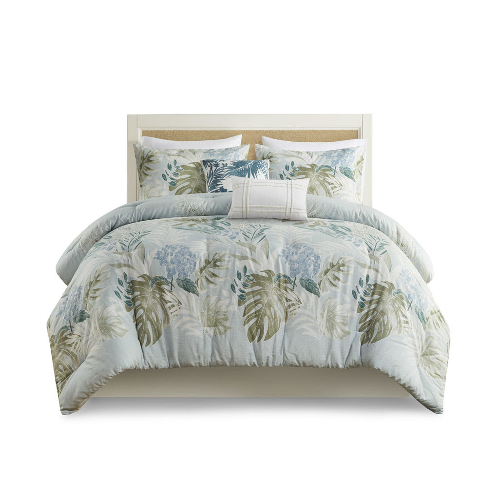 Blue Oversized Cotton Comforter Set - 6PCS - promeedsilk