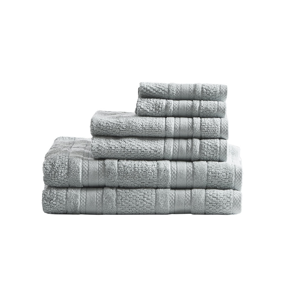 Silver Super Soft Cotton Quick Dry Bath Towel Set - 6 Pcs - promeedsilk