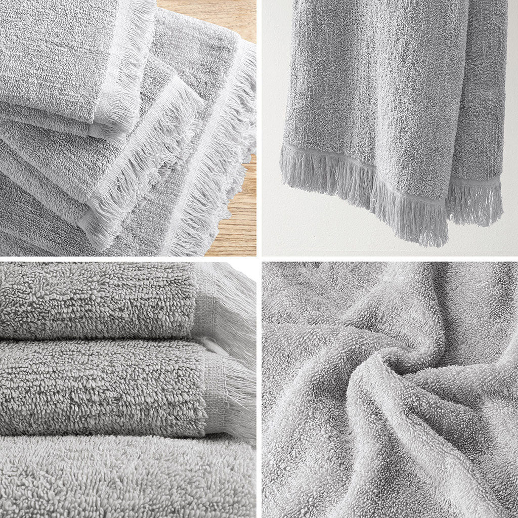 Grey Cotton Dobby Slub Towel Set - 6 Pcs