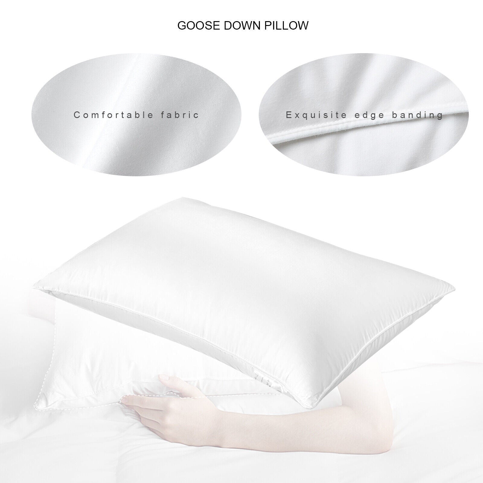 Luxury Goose Down Feather Bed Pillow - promeedsilk