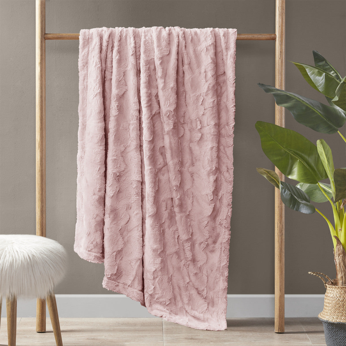 Blush Oversized Faux Fur Throw - 60"W x 70"L - promeedsilk