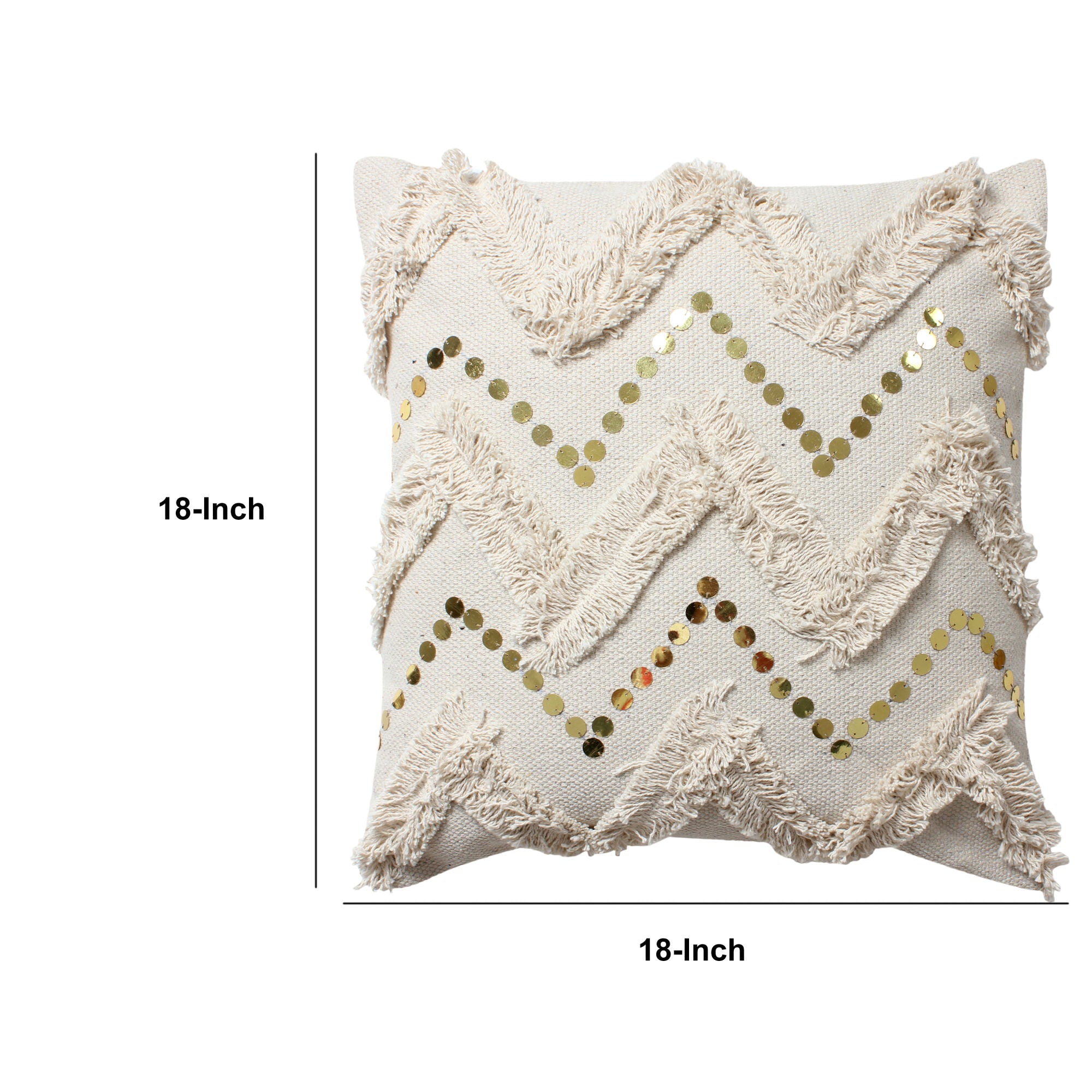 Off White Patchwork Square Throw Pillow