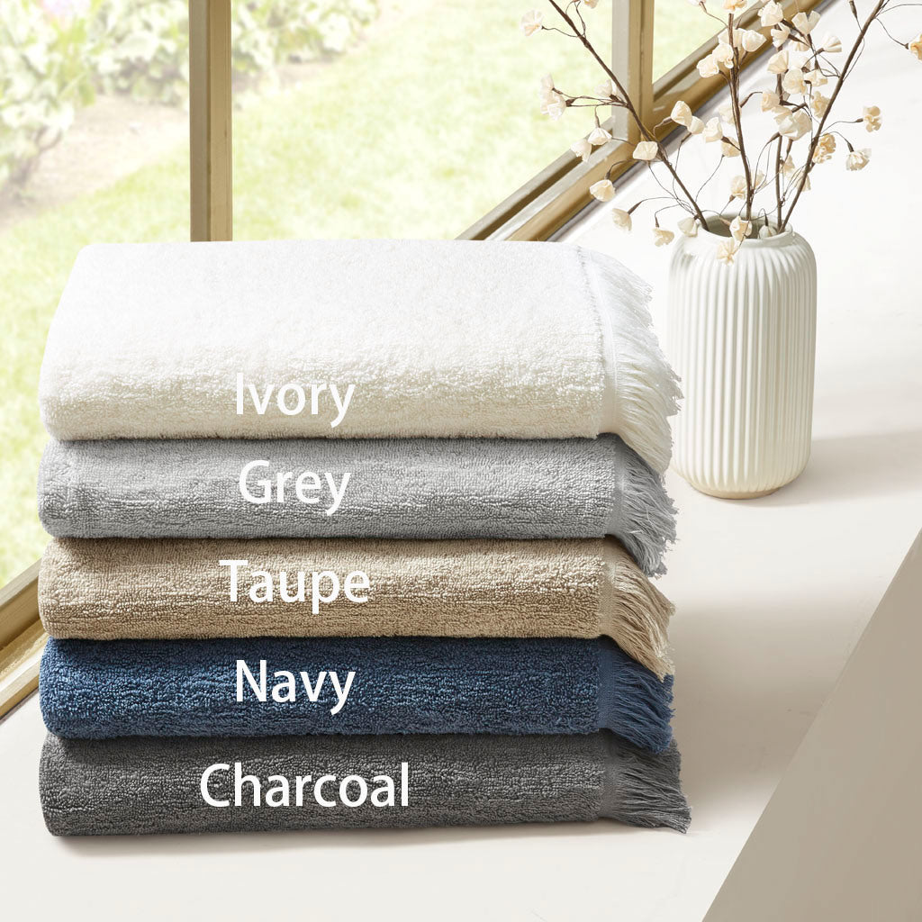 Ivory Cotton Dobby Slub Towel Set - 6 Pcs - promeedsilk