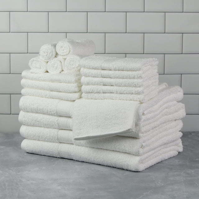 Basic Solid Bath Towel Set - 18 Pcs - promeedsilk