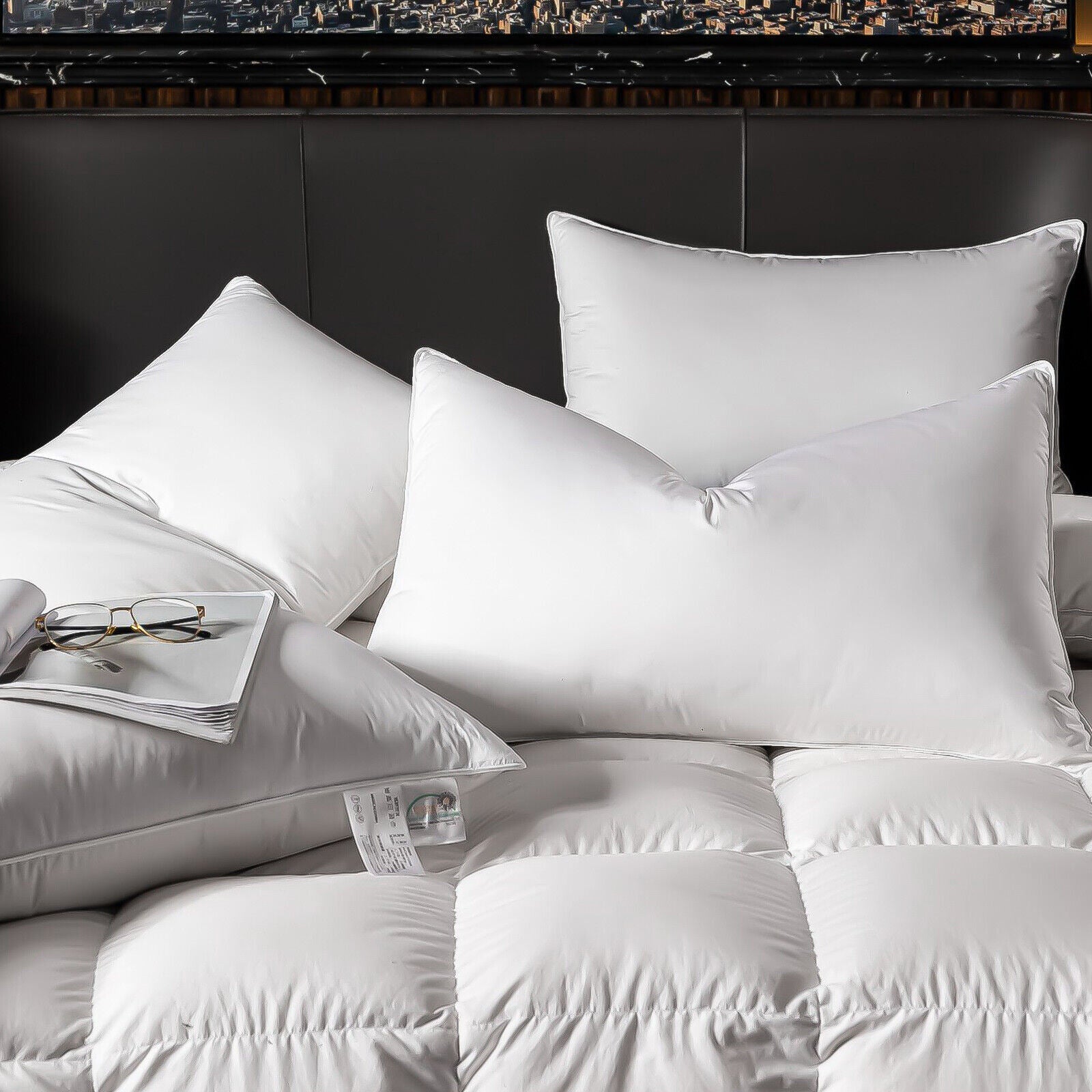 Luxury Goose Down Feather Bed Pillow - promeedsilk