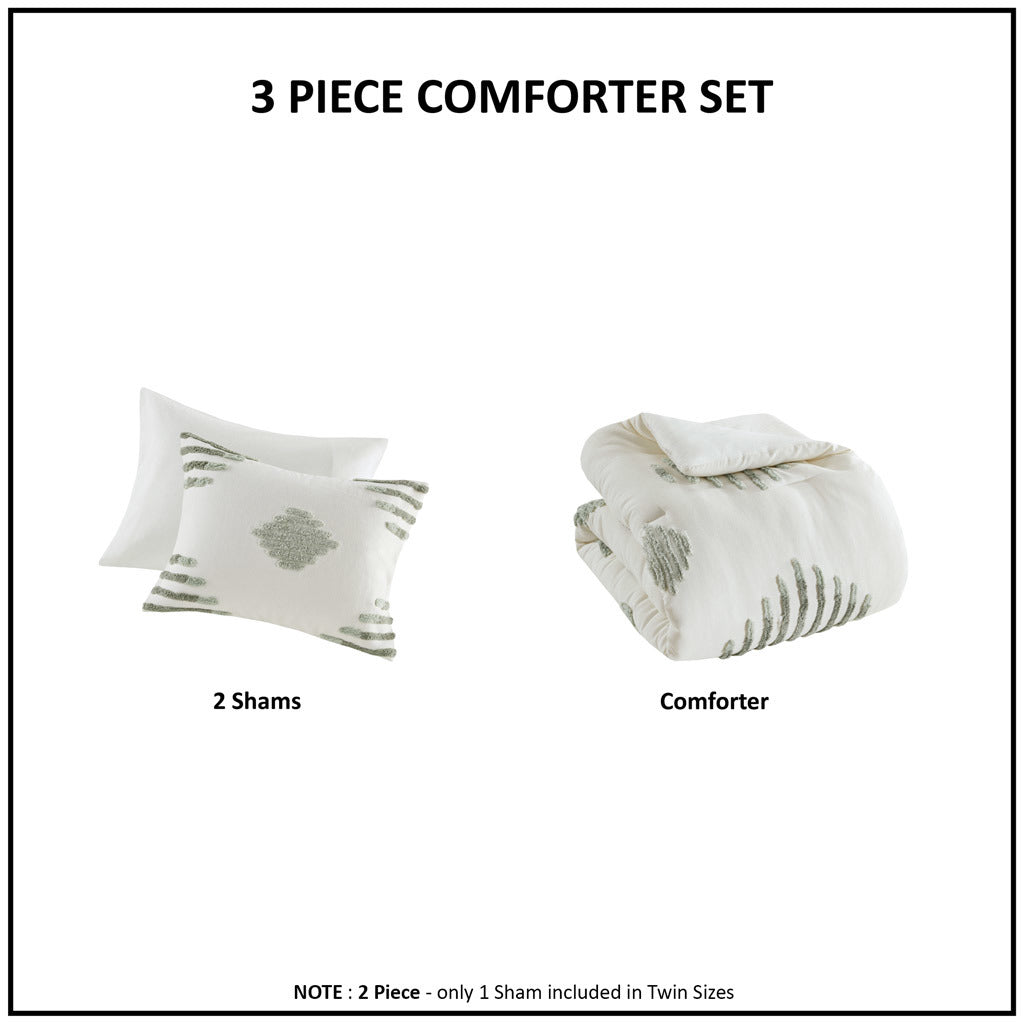 Cotton Blend Chenille Comforter Set - 3PCS - promeedsilk