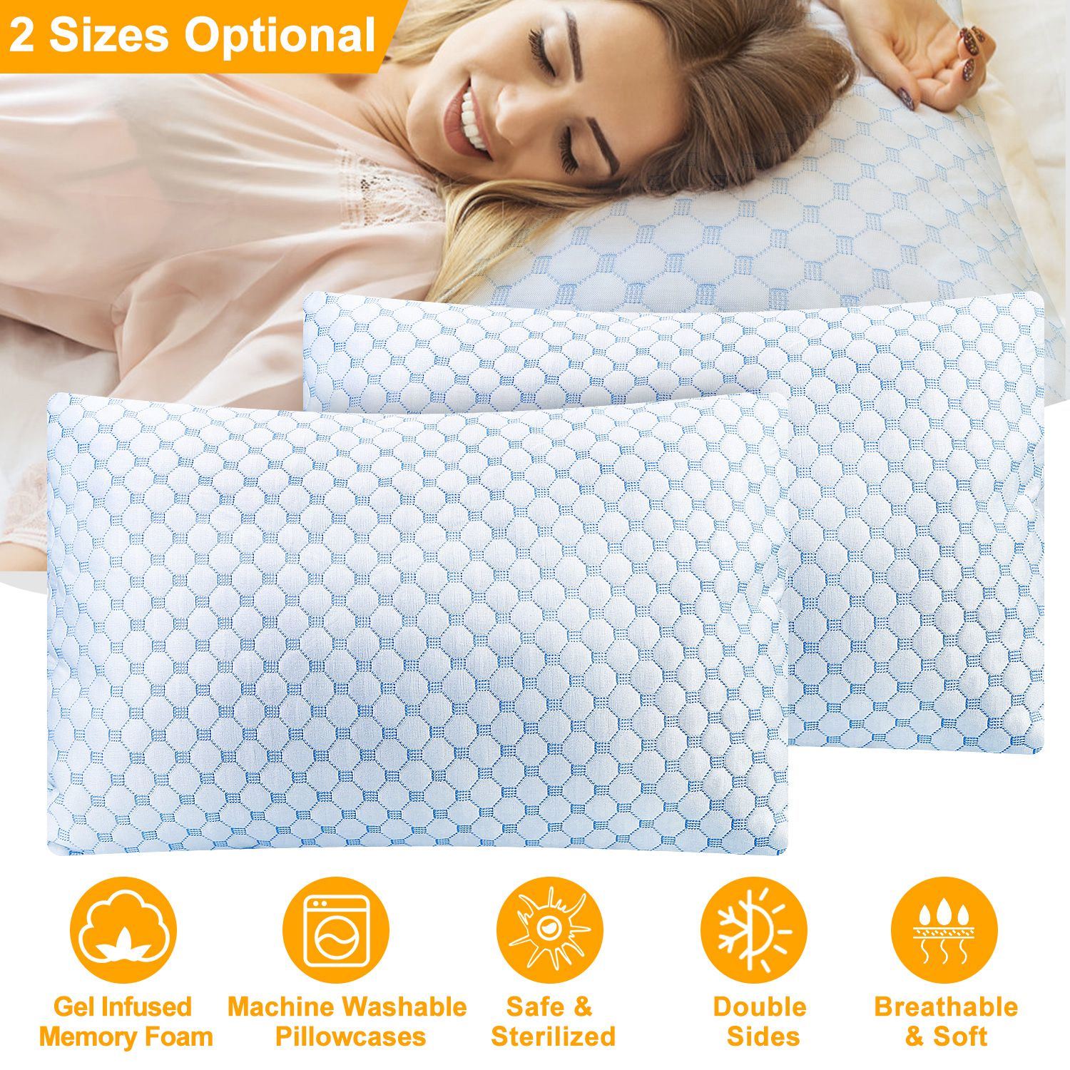 Cooling Ventilated Soft Memory Foam Pillow - 2Pcs - promeedsilk